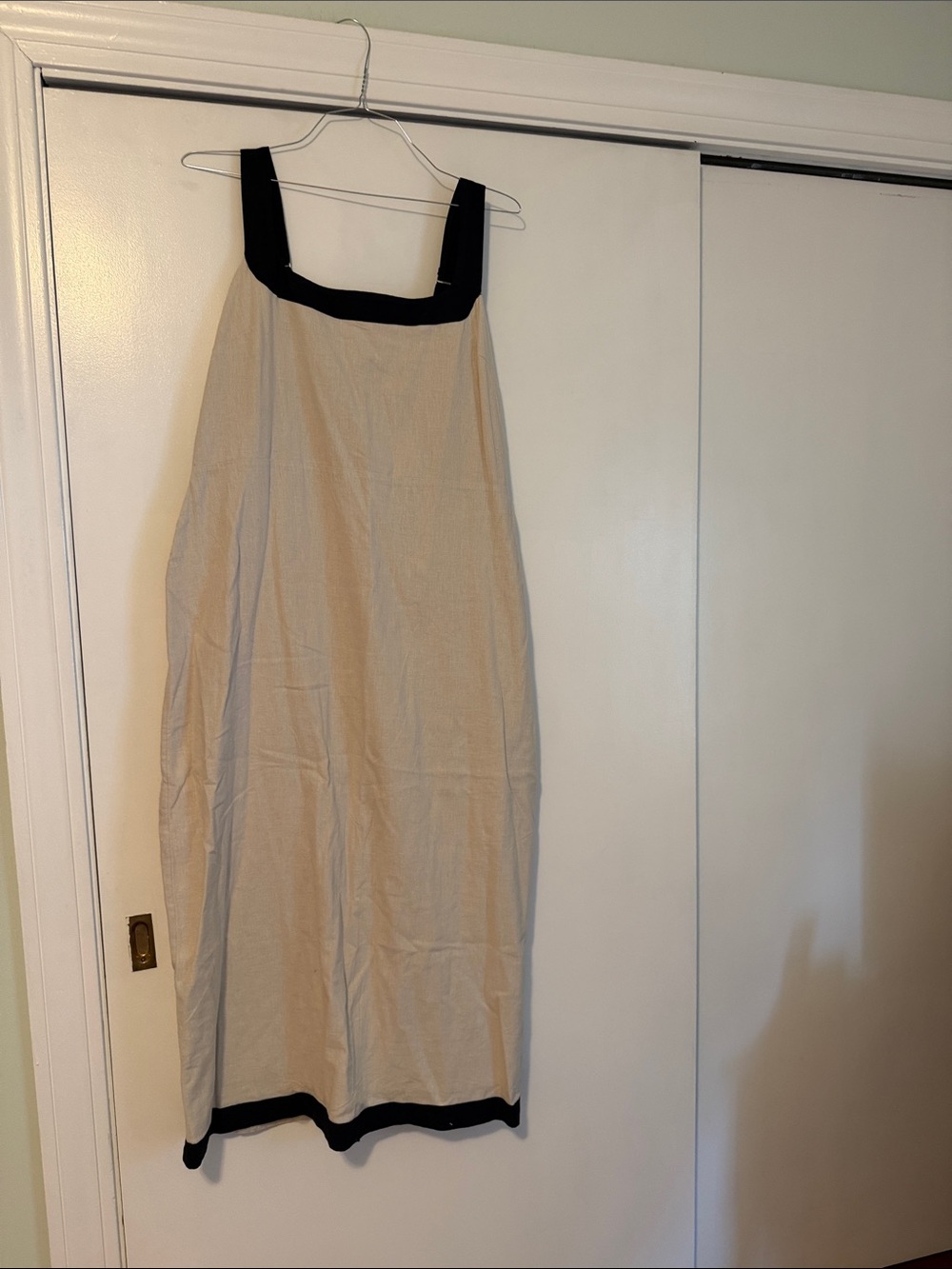 NWT Abercrombie & Fitch Linen Cream Maxi Dress with Black Trim